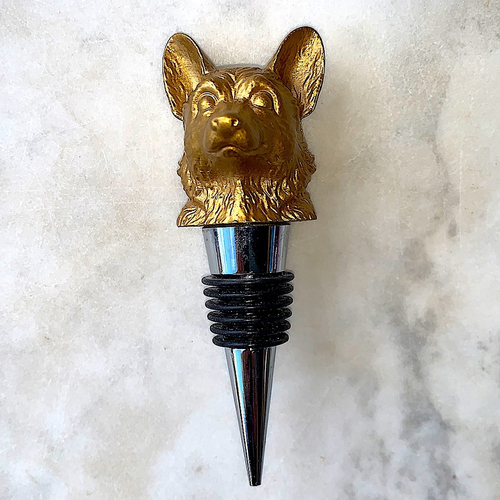 WILD EYE DESIGNS WINE STOPPER DOG GOLD